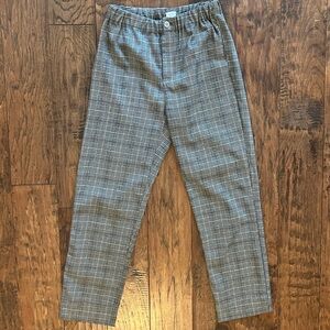 John Galt California Black/White/Red Plaid Elastic Waist Pants Ankle V Cut, XS/S